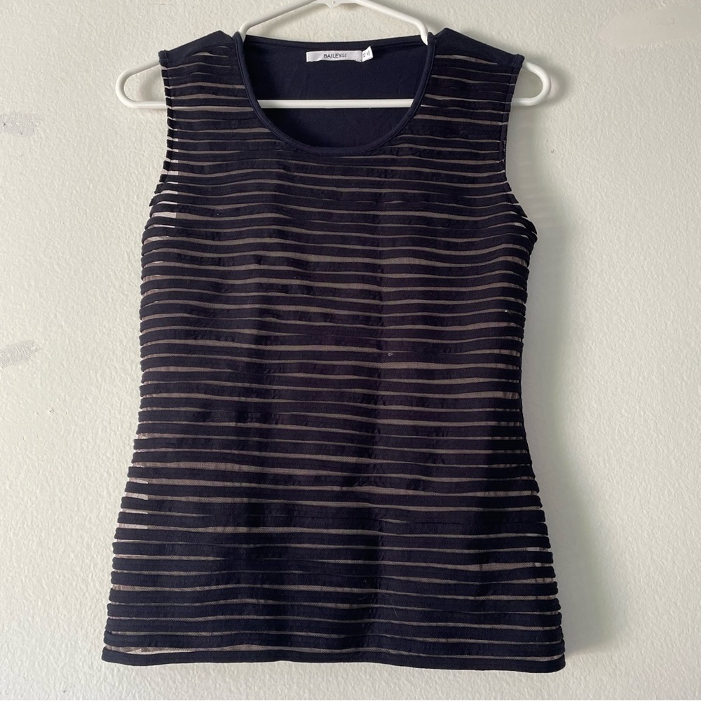 Anthropologie Bailey 44 textured navy blue striped sleeveless blouse